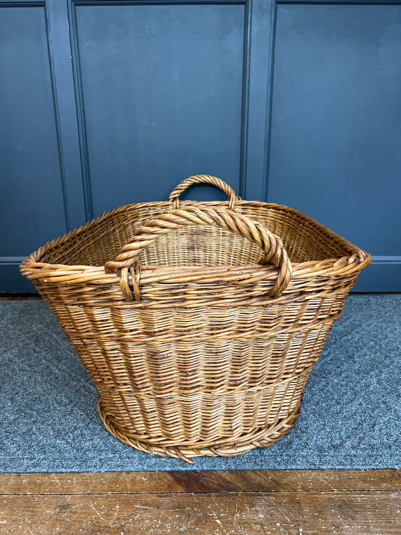 Vintage Rectangle Wicker  Basket Double Handled