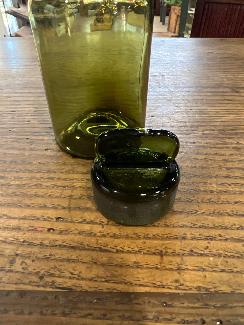 Vintage Green 6” Apothecary Jar w/ Glass Lid