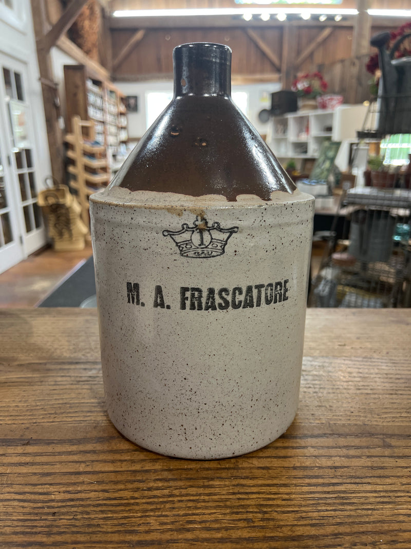 Antique Ransbottom Bros. Crown Advertising M.A Frascatore One Gallon Jug