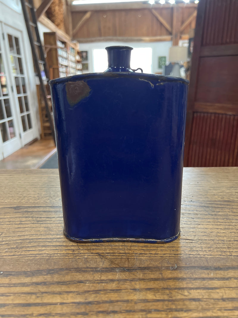 Vintage European Cobalt Blue Enamel Water Canteen