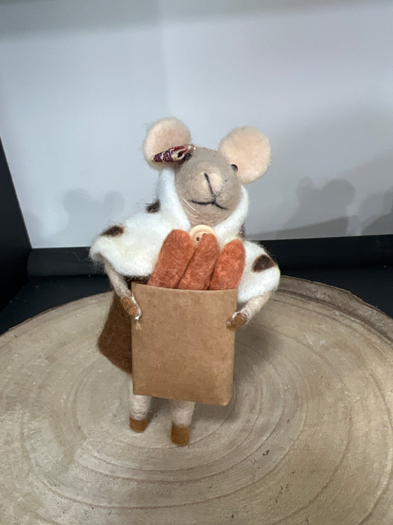 Handmade Wool Felt Mouse Gourmand Ornament