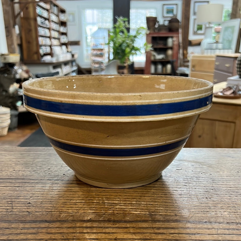 Vintage YellowWare Two Blue Banded Mixing Bowl