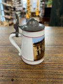 Antique Miniature German Beer Stein Pewter Lid with View of Schloss in Ludwigsburg