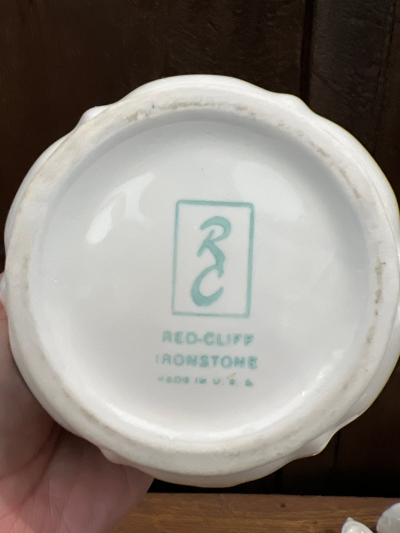 Vintage Red Cliff Ironstone Heirloom Sugar Bowl and Creamer Set
