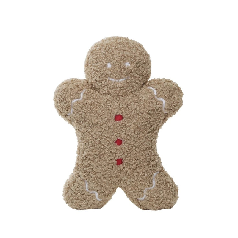 14-1/2"L x 10-1/2"H Fabric Bouclé Gingerbread Man Shaped Pillow