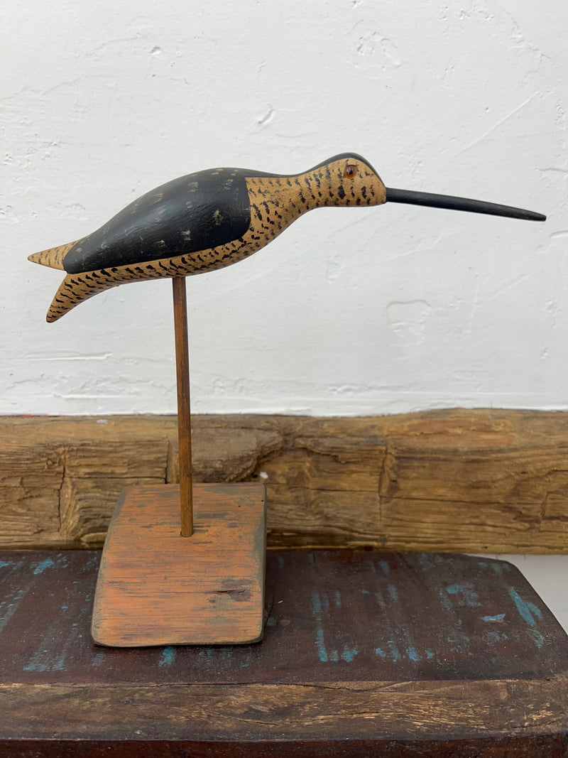 Vintage Samuel Stevens Hand Carved Wooden Shorebird Decoy