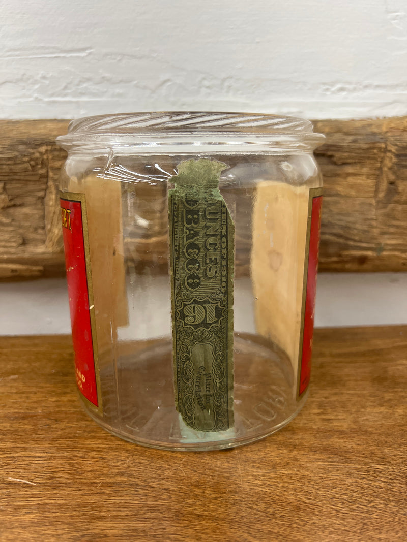 Antique Prince Albert  Glass Tobacco Humidor Jar No Lid 1910 Tax Stamp