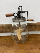 Antique Dazey No. 4 Glass Butter Churn with Wooden Paddles