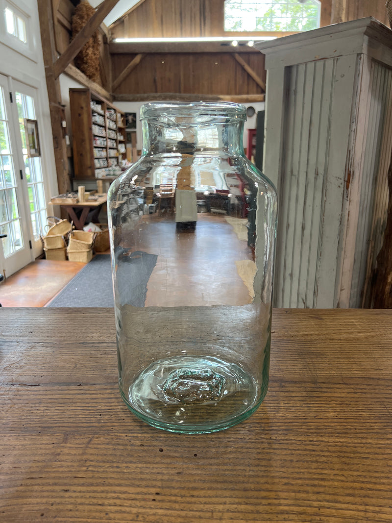 Vintage 14” Tall Blown Light Green Glass European Pickling Jar