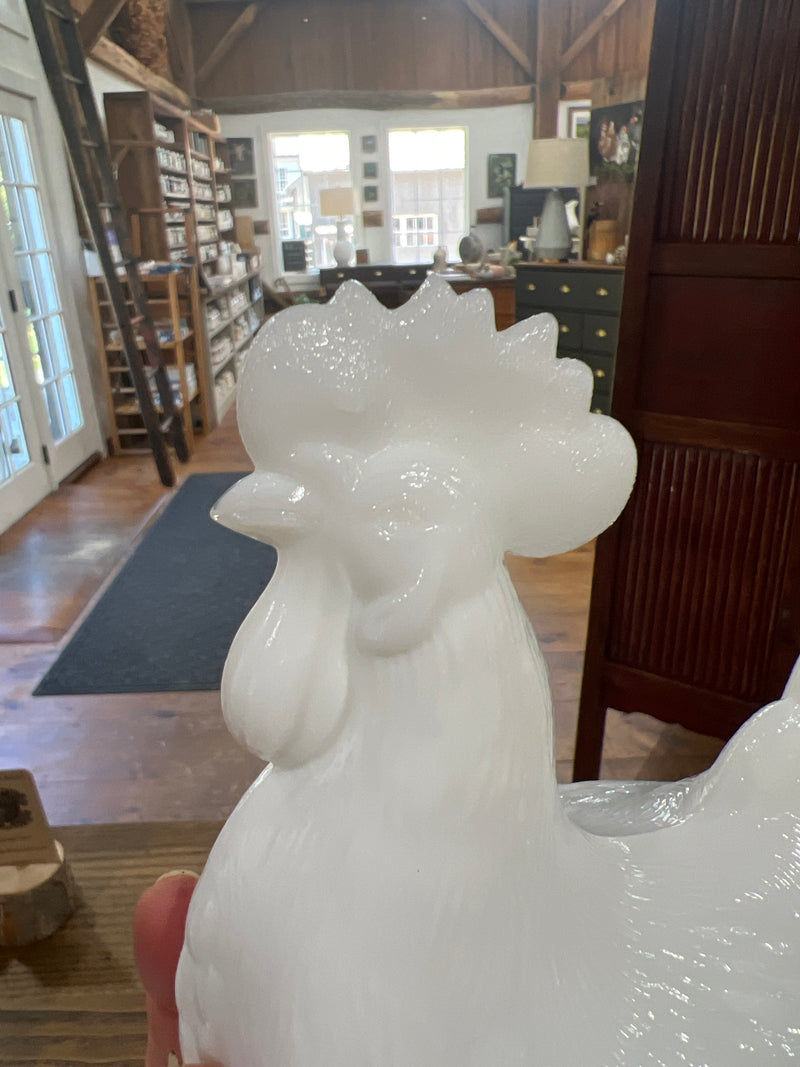 Vintage Milk Glass Rooster Candy Dish