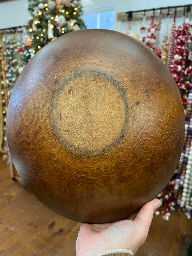 Antique 12.75” Wooden Bowl