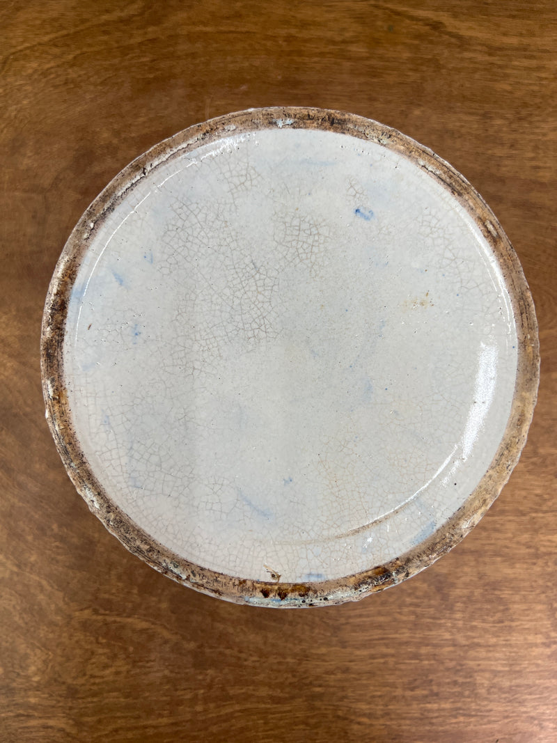 Antique Salt Glazed Stoneware with Raised Daisies Crock
