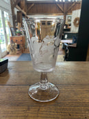 Antique 1880’s Celery Vase Etched Glass with Crane Birds and Bamboo