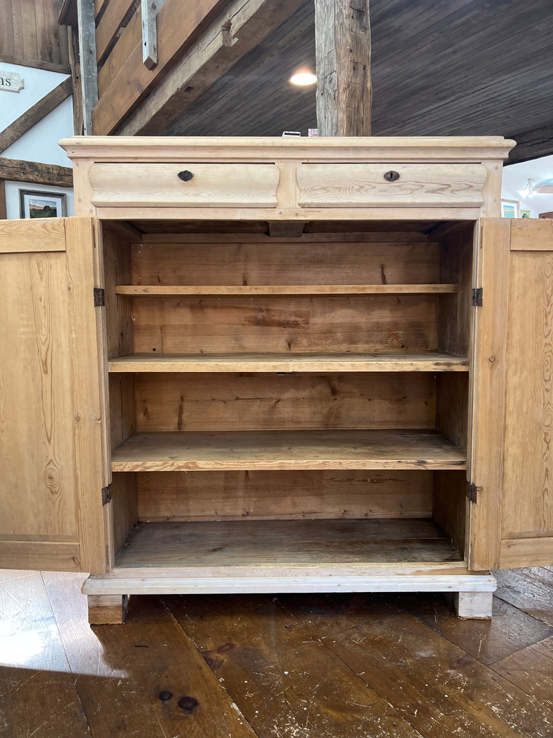 Antique Swedish Scrubbed Pine Two Drawer Cabinet