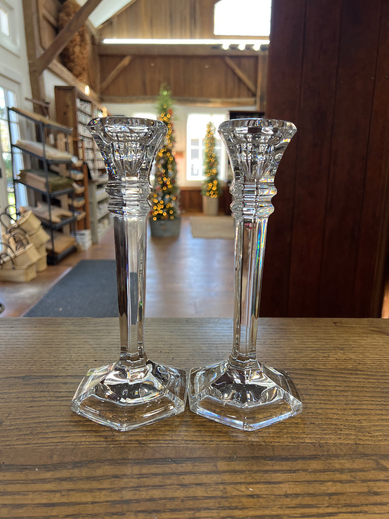 Vintage Pair of 10” Crystal Candle Holders