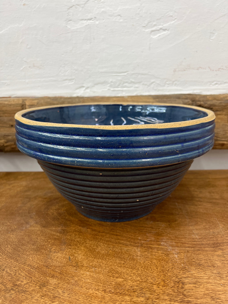 Vintage Stoneware Blue Glazed 10" Mixing Bowl