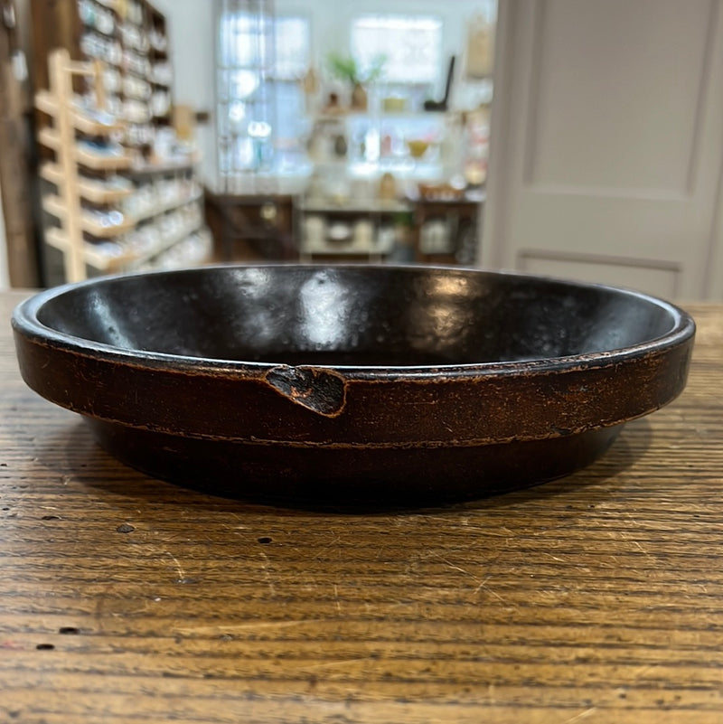 Vintage Brown Glazed Stoneware Pie Plate