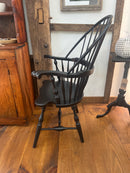 Antique Sack Back Windsor Armchair in Black