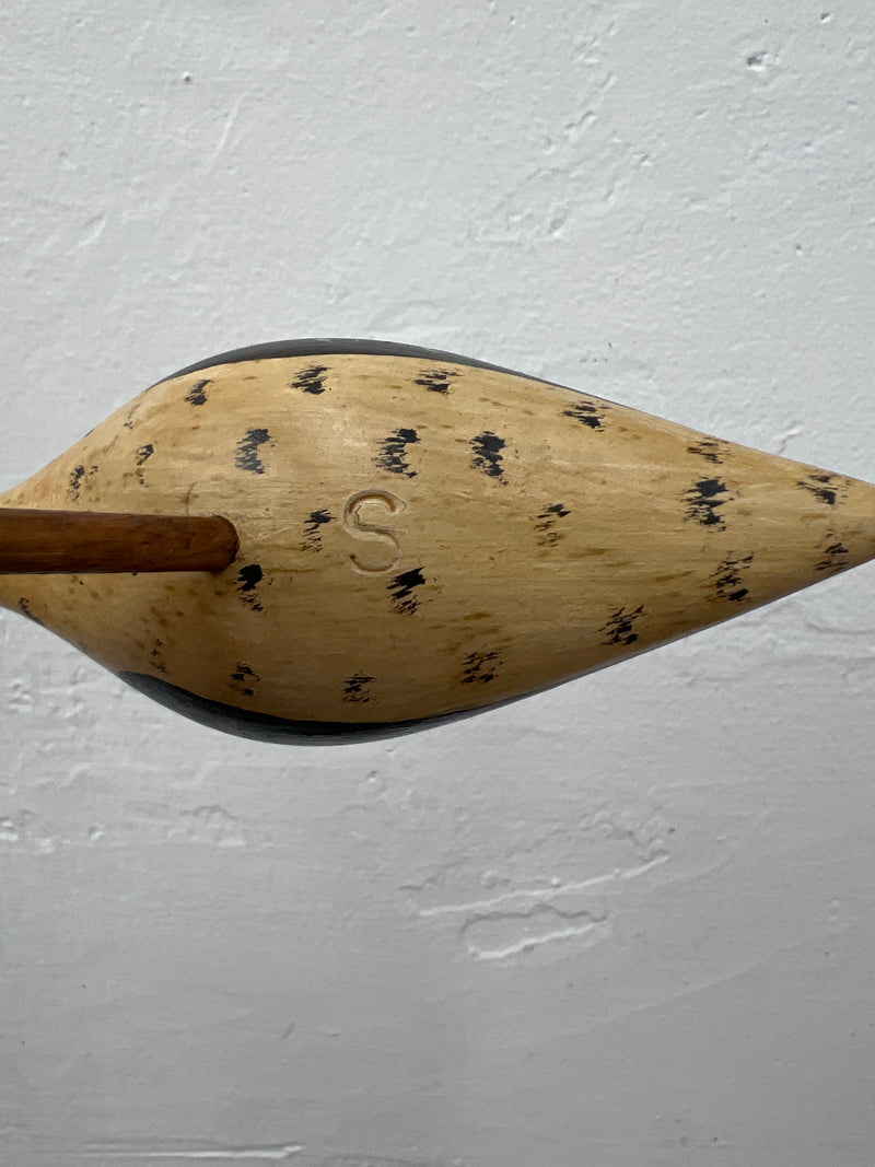 Vintage Samuel Stevens Hand Carved Wooden Shorebird Decoy