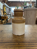 Antique Bailey Fulham English Two Tone Stoneware Jar with Stoneware Lid