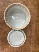 Antique Double Blue Banded Stoneware Butter Crock with Lid