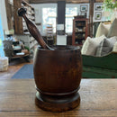 Antique Walnut Wooden Mortar and Pestle Set