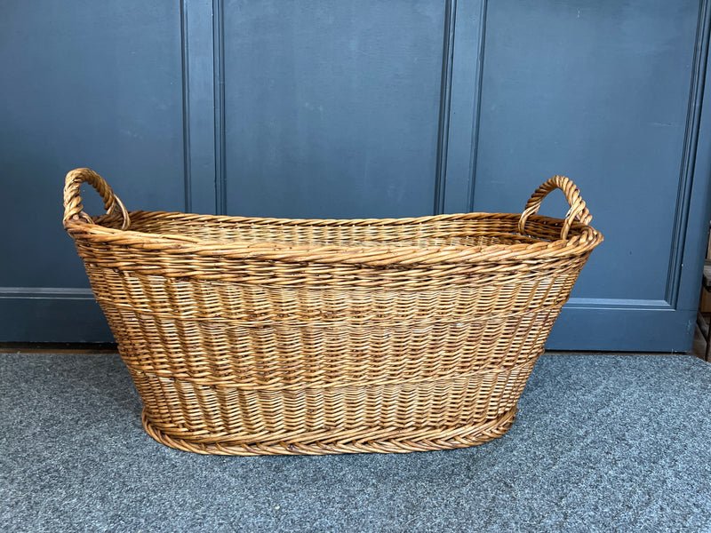 Vintage Rectangle Wicker  Basket Double Handled