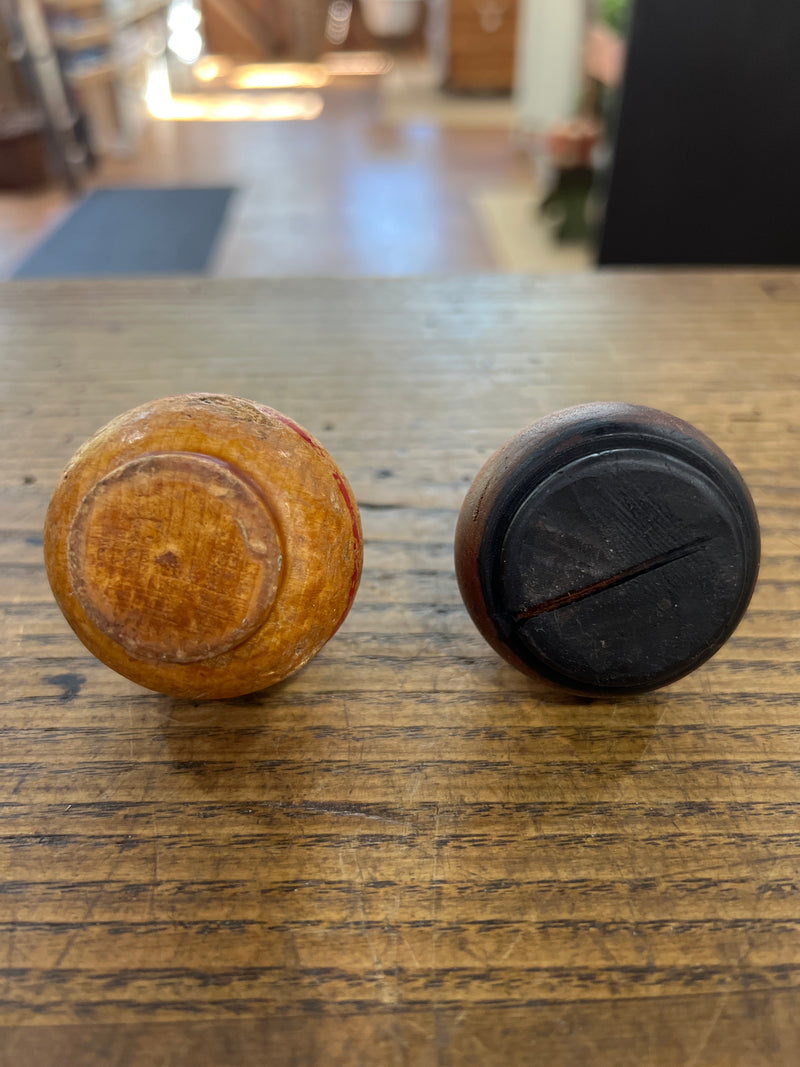 Vintage Wooden Spinning Top with Metal Tip