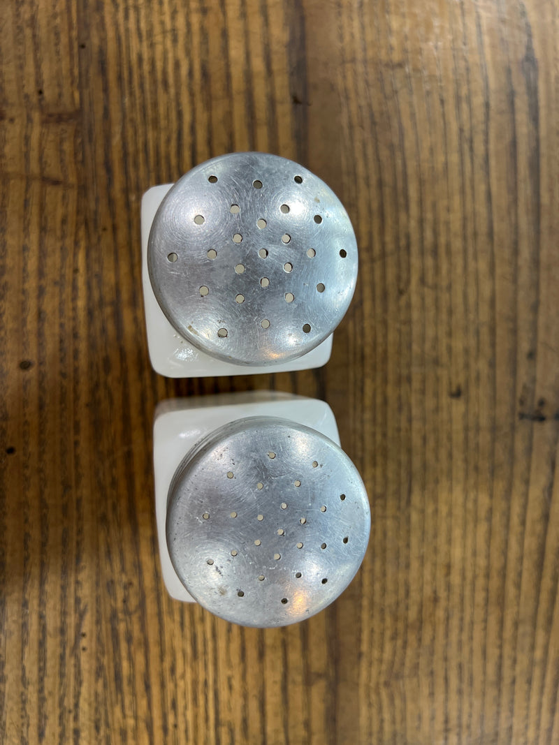 Vintage Milk Glass Salt and Pepper Shaker Set