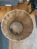 Vintage Large Wooden Bucket with Vertical Staves and Bentwood Reinforcing Bands