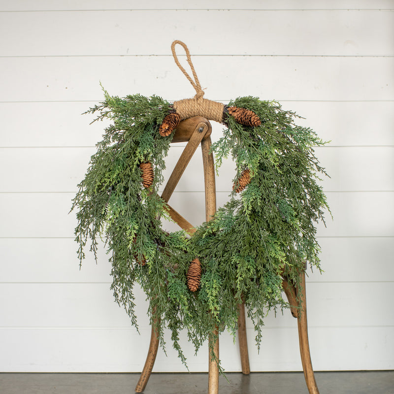 CEDAR & CONES HANGING WREATH