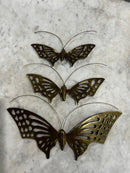 Vintage Set of 3 Brass Butterfly Wall Hanging