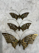 Vintage Set of 3 Brass Butterfly Wall Hanging