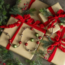 RED, GREEN & SILVER ROUND BEADED GARLAND