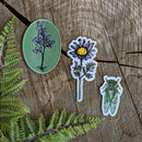 Iron-on patch | daisy flower - 4" x 1.8": Patch attached to backer card