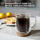 Glass Mug, Double Wall Borosilicate, 17oz Set of 2, Clear
