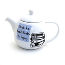 Stoneware Teapot "Drink Tea Read Books Be Happy"