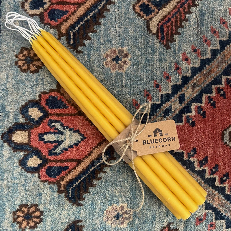 NEW: Hand-Dipped Thin Beeswax Tapers: Raw