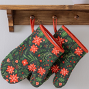 Christmas Forest Oven Mitt Set of 2 - Holiday Kitchen Decor