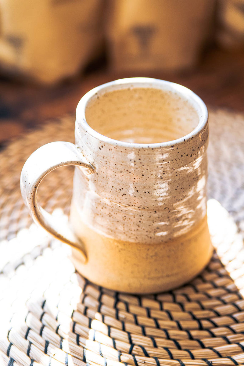 East Wheeling Clayworks Stein: White Speckled