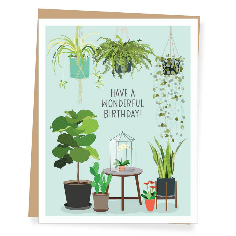 Potted Houseplants Birthday Card