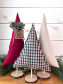 3 pack/ Knit Fabric Gold Stripe Christmas Tree Set