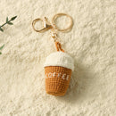 Hand-Knitted Coffee Cup Keychain for a Warm Pick-Me-Up