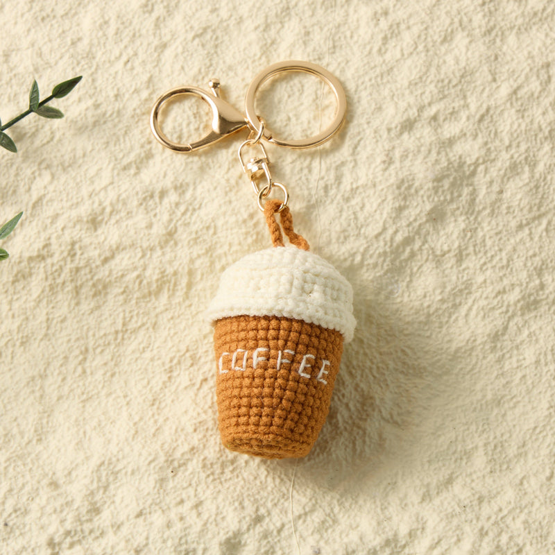 Hand-Knitted Coffee Cup Keychain for a Warm Pick-Me-Up