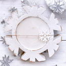 White Snowflake Candle-Wood Bowl-3 wicks-Holiday Scents: Sandalwood & Vanilla