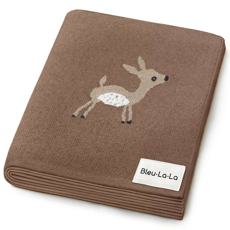100% Luxury Cotton Receiving Swaddle Baby Blanket - Deer: Sage
