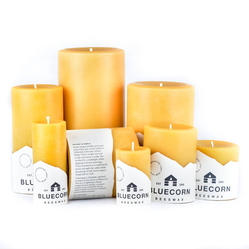 100% Pure Natural Beeswax Pillar Candles: Raw / 3" x 4"