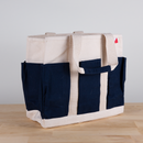 Pocket Tote 8-Pocket Carrying Tote: Natural with Navy