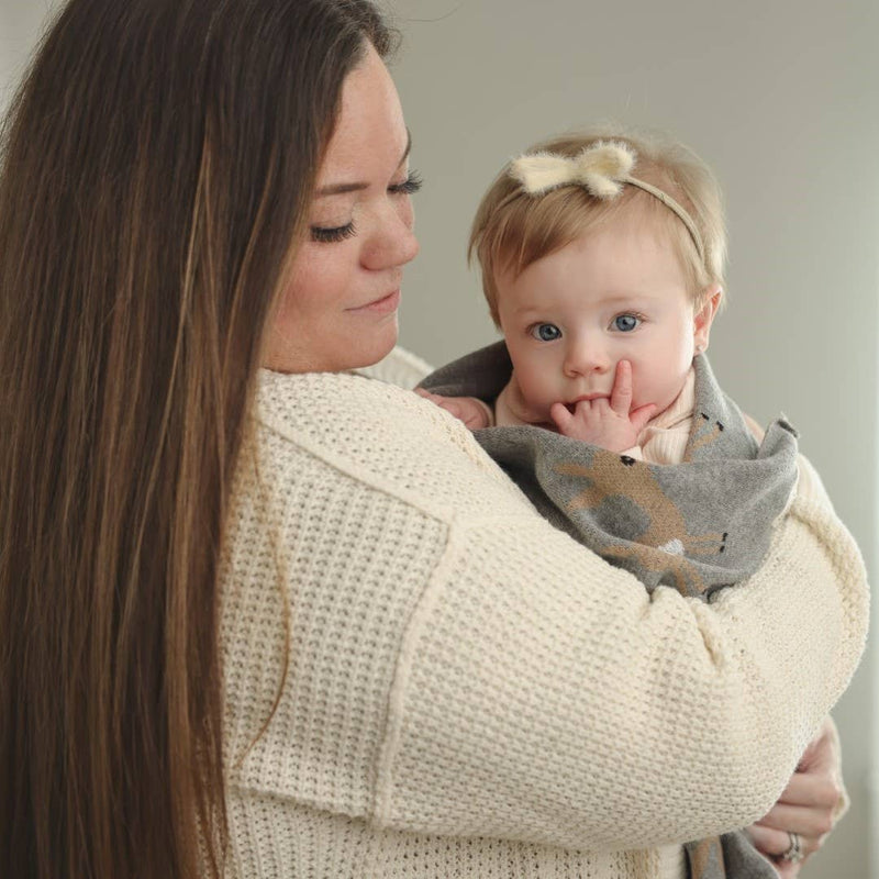 100% Luxury Cotton Receiving Swaddle Baby Blanket - Deer: Sage