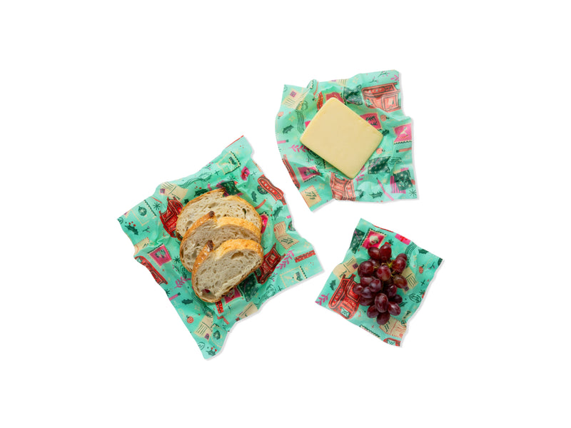Seasons Greetings Assorted 3 Pack, Reusable Food Wraps